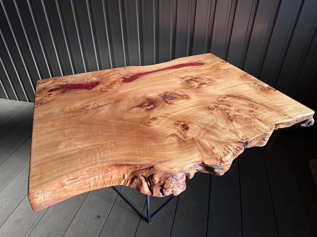 樺　一枚板　テーブル　無垢材　レジン　栃ウォールナットポプラ楠欅モンキー