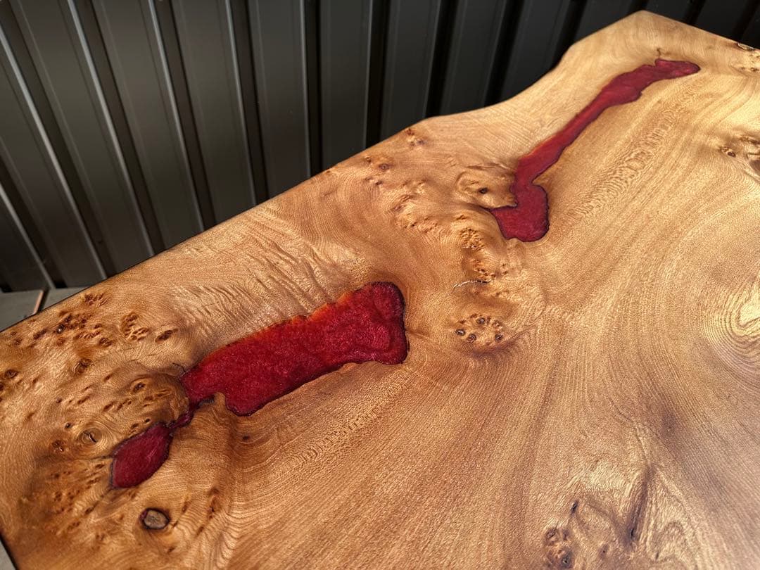 樺　一枚板　テーブル　無垢材　レジン　栃ウォールナットポプラ楠欅モンキー