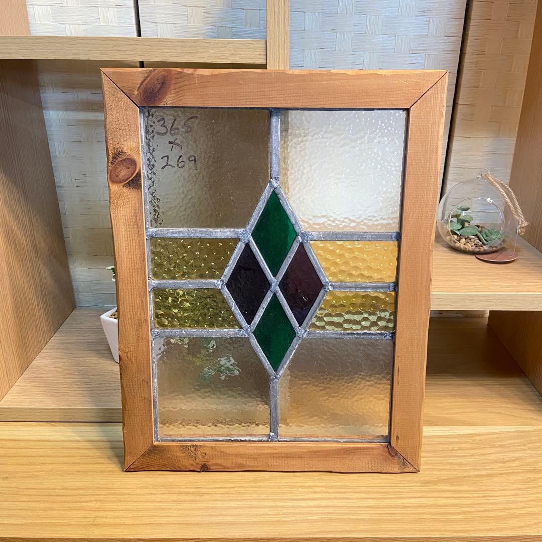 ステンドグラス　アンティーク　イギリス　窓　32×41.5cm