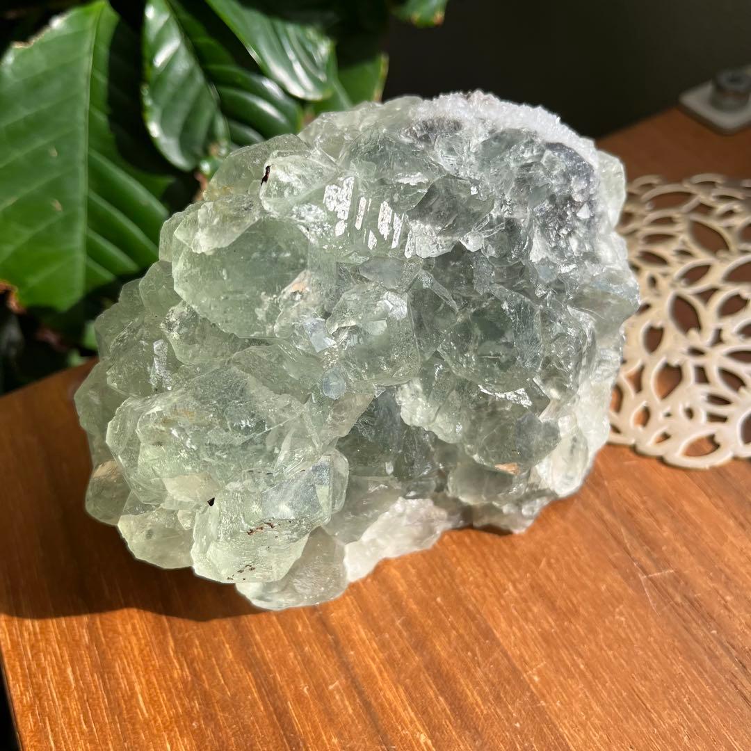 天然石 湖南省産 大型グリーンフローライト原石991g