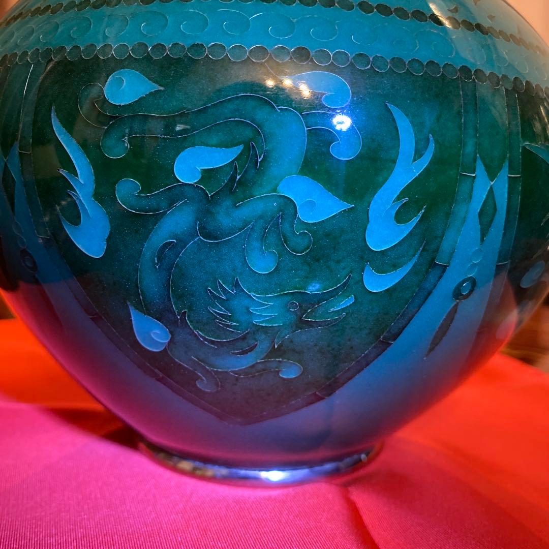 有線 七宝焼 有線七宝 翡翠 花瓶 壺 ツボ - メルカリ