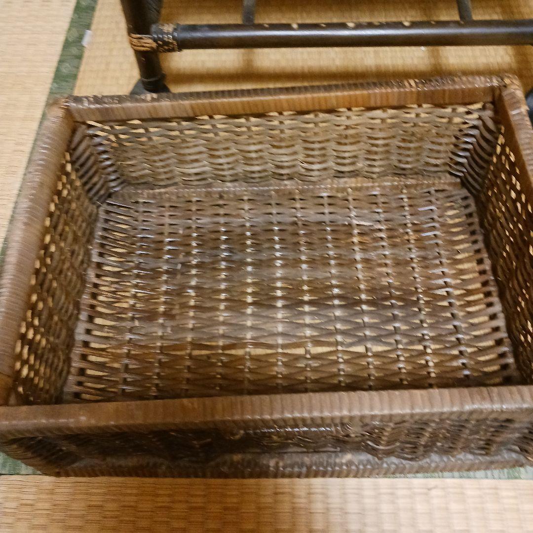 籐製 　ラタン　5段収納ラック キャスター付き　　ブラウン　レトロ