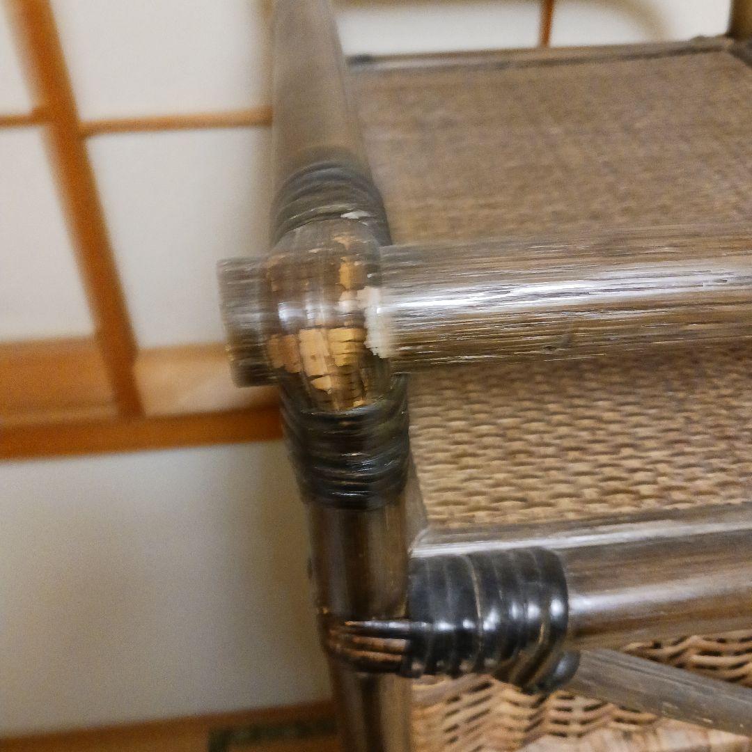 籐製 　ラタン　5段収納ラック キャスター付き　　ブラウン　レトロ