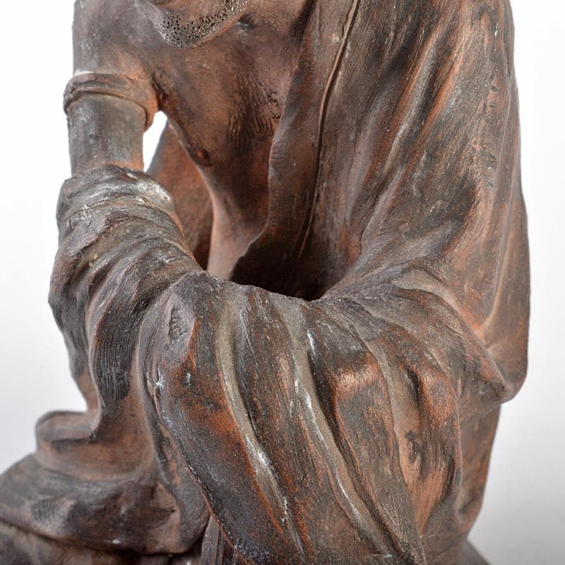 Tama5　可楽造　紫砂　朱泥　達磨像　仏像　人物像　置物　M　R6625