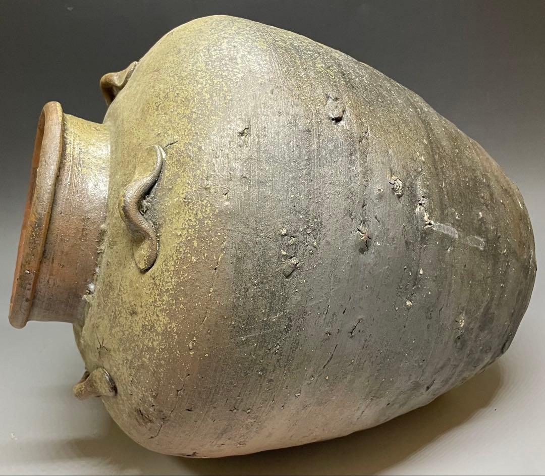 古備前　四耳壺　葉茶壺　28.5cm y5517