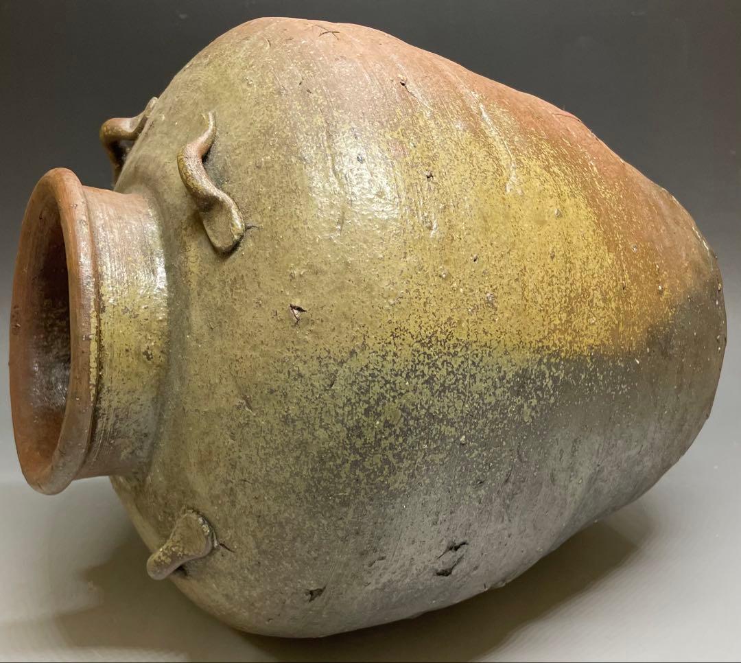 古備前　四耳壺　葉茶壺　28.5cm y5517