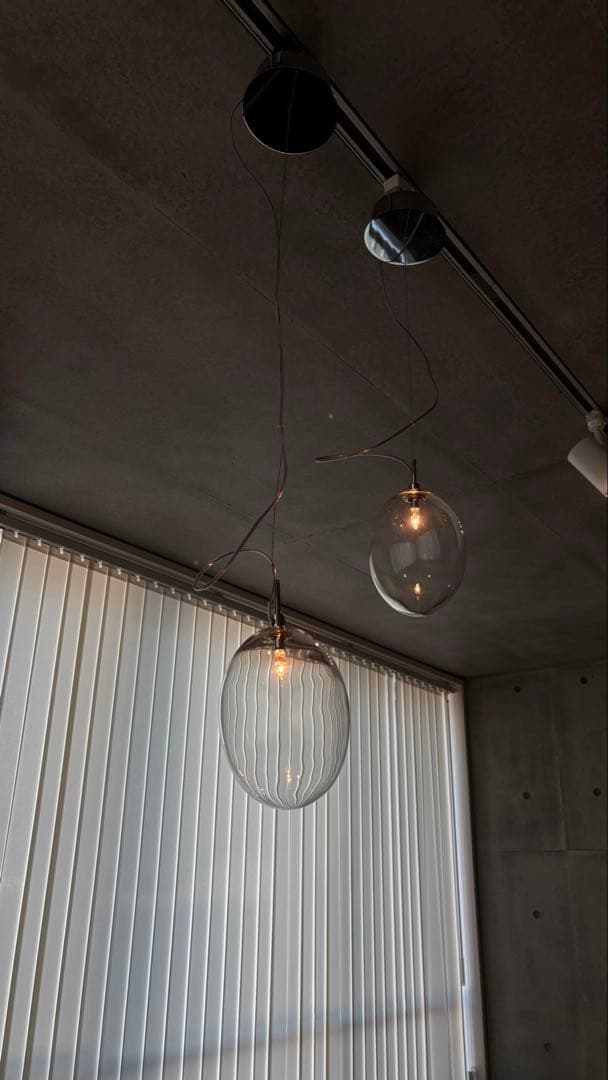 【希少】ルミナベッラ ガラス ペンダントライト 2灯セット｜ヴィンテージ高級照明