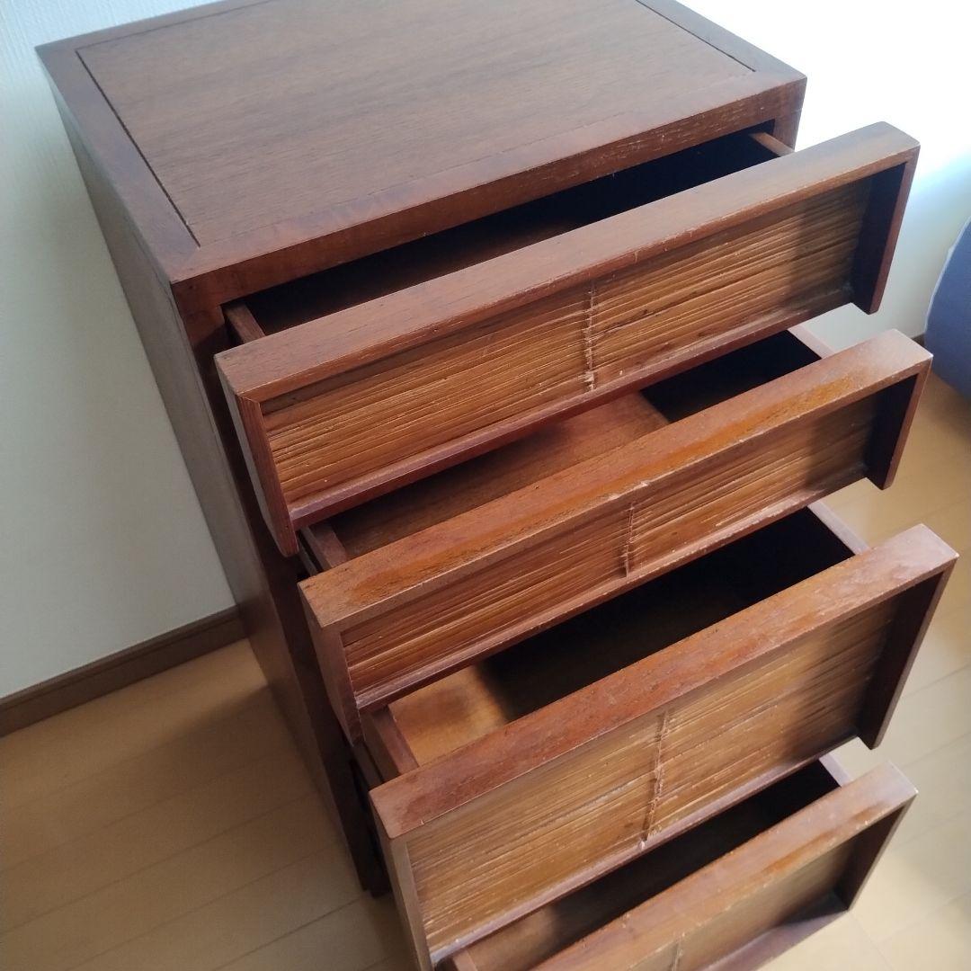 天然木チェスト 4段 ダークブラウン