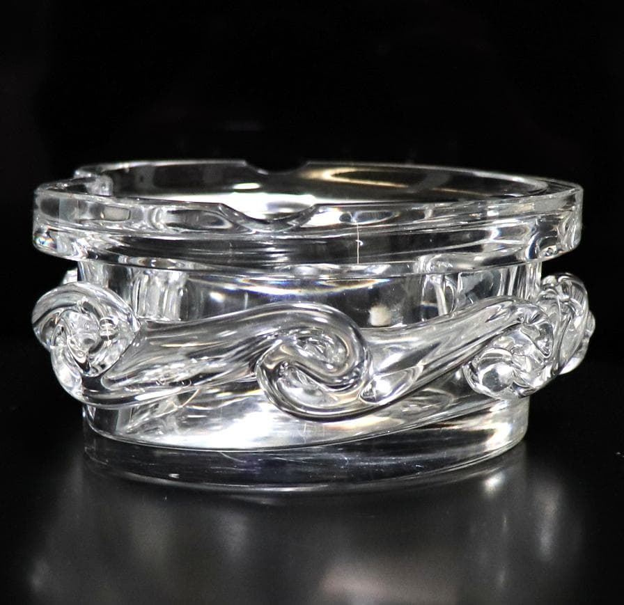 オールド・バカラ レアモデル 大型灰皿 1.3kg アプリカッション 雲小物入れ