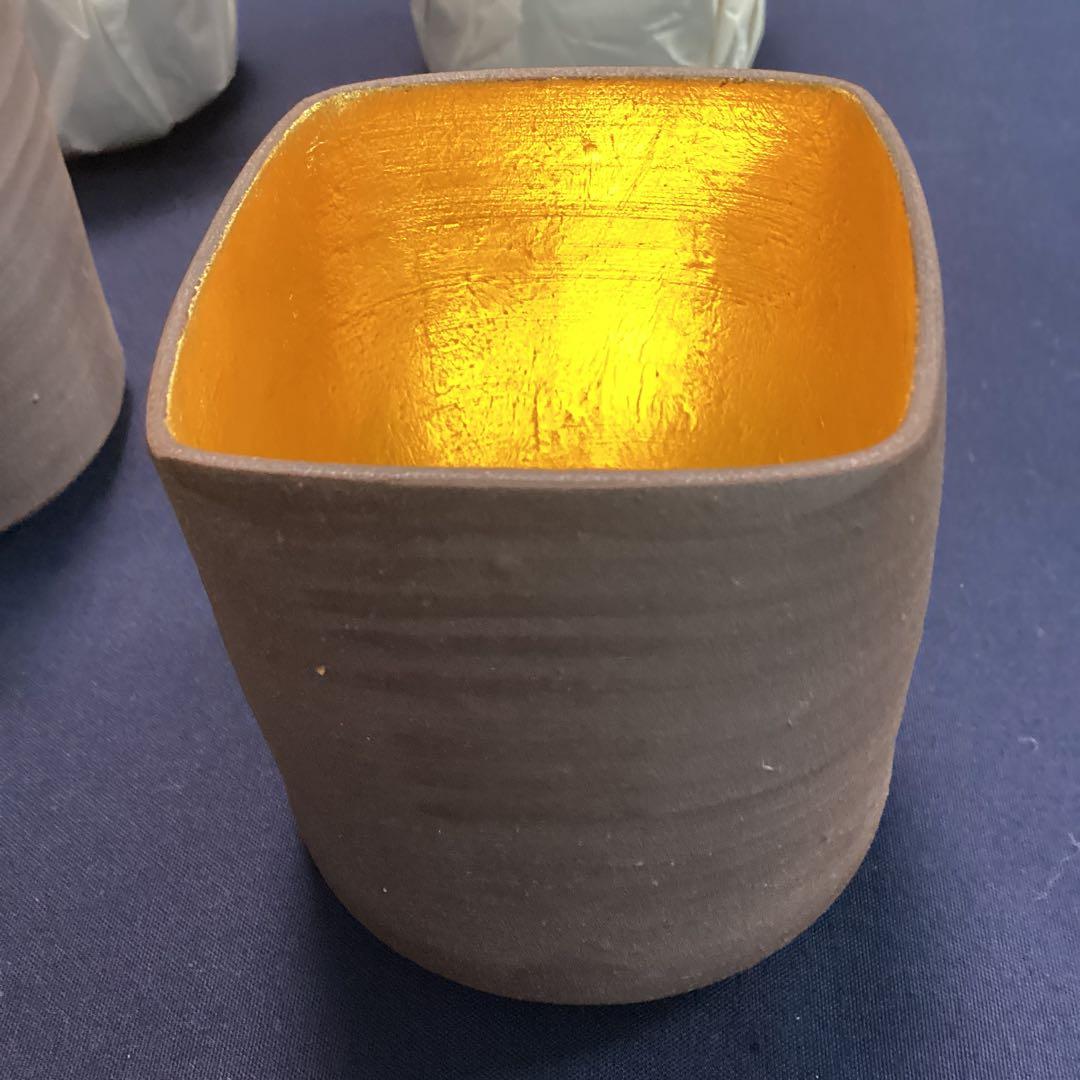 京焼内本金箔南蛮筒向付6客　新品未使用　　初代今橋直山作