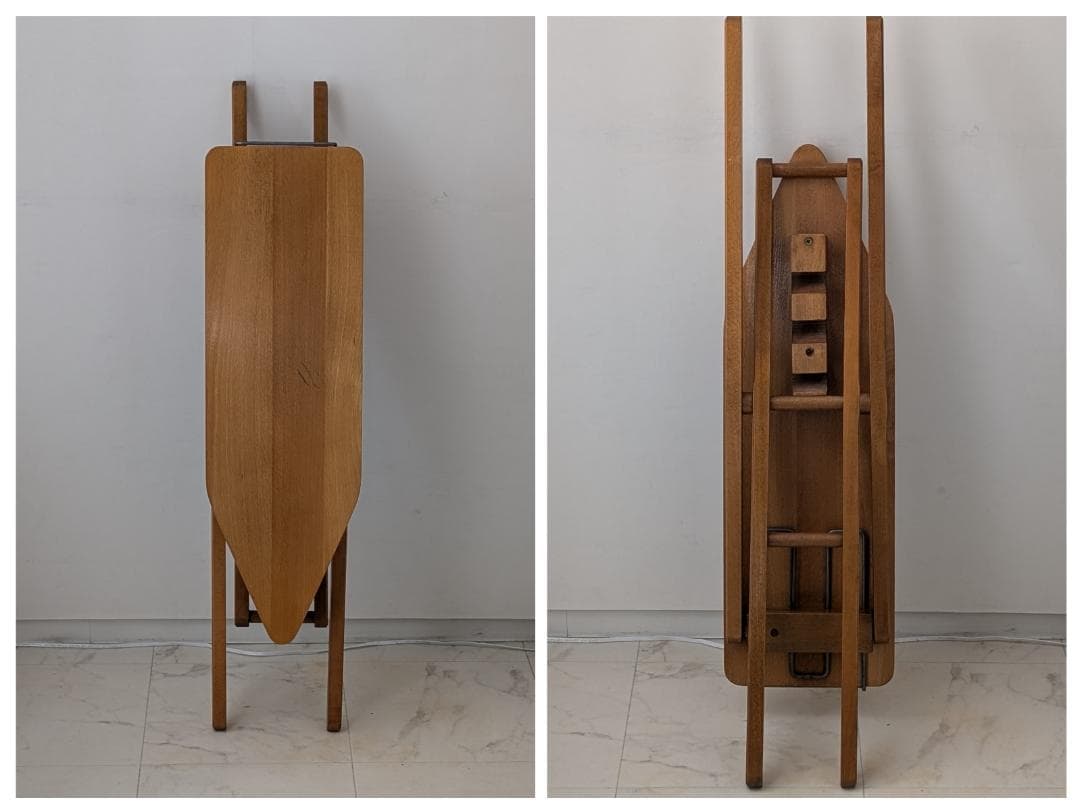 ビンテージ 無垢材 木製 小さめ アイロン台 折りたたみ テーブル 高さ調節