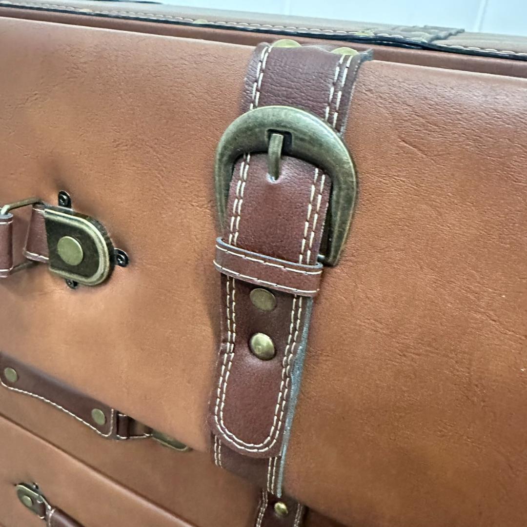 【新品】アンティーク調 トランク風 チェスト 4段 レザー調 タンス