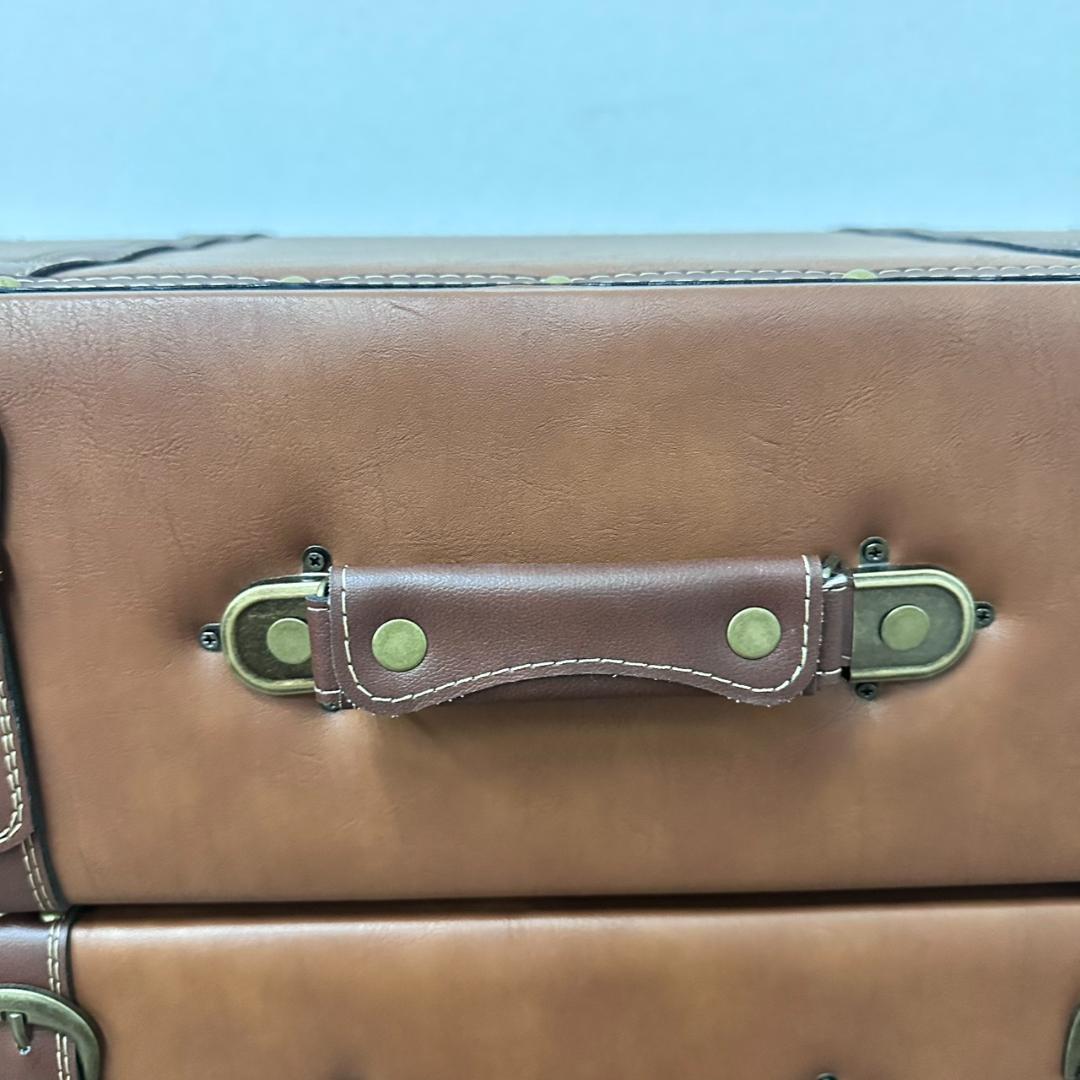 【新品】アンティーク調 トランク風 チェスト 4段 レザー調 タンス