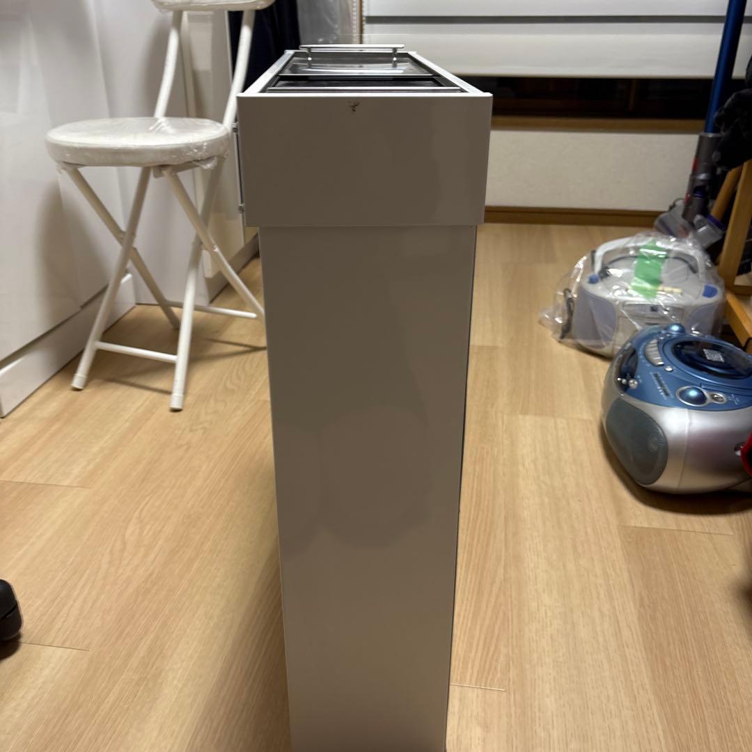 ホワイト スチール製 蓋付きごみ箱