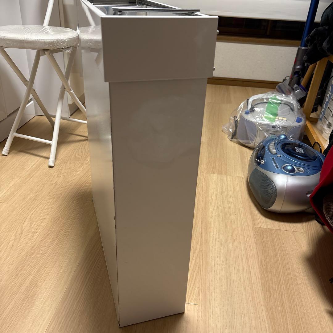 ホワイト スチール製 蓋付きごみ箱