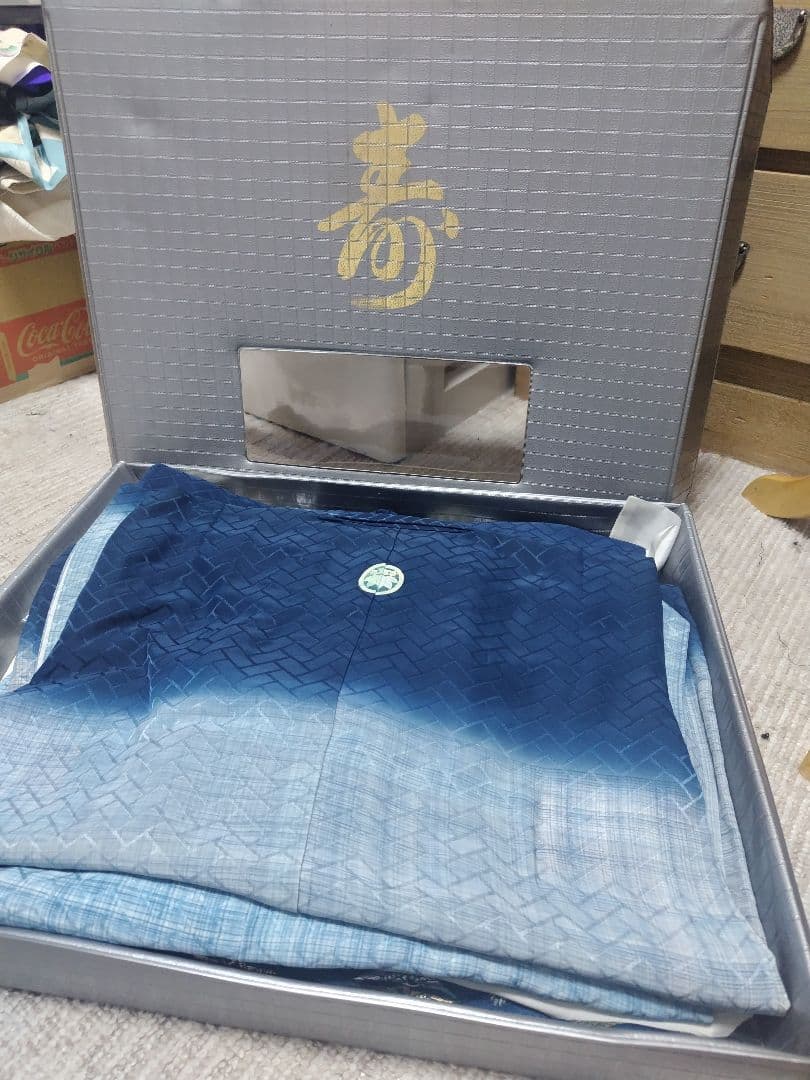 青色グラデーションの伝統的和装セット