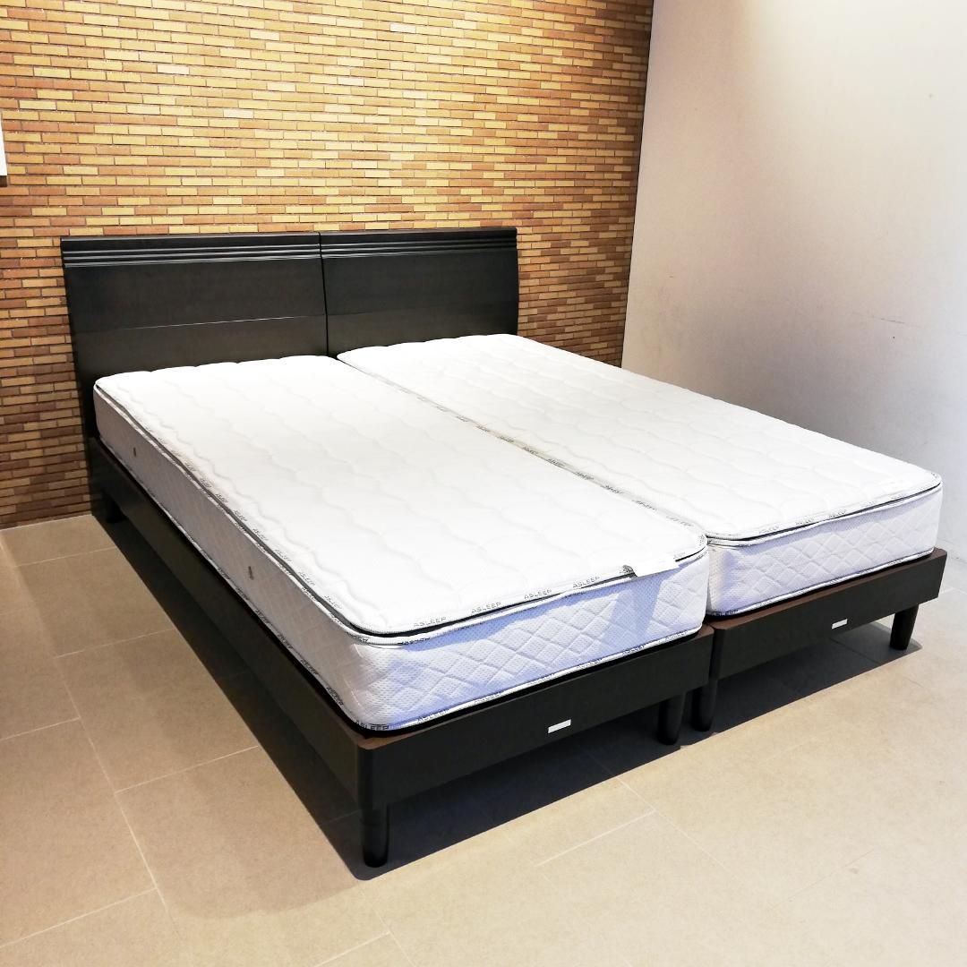 ◇美品　ASLEEP フレーム＋マットレス　セミシングル２台