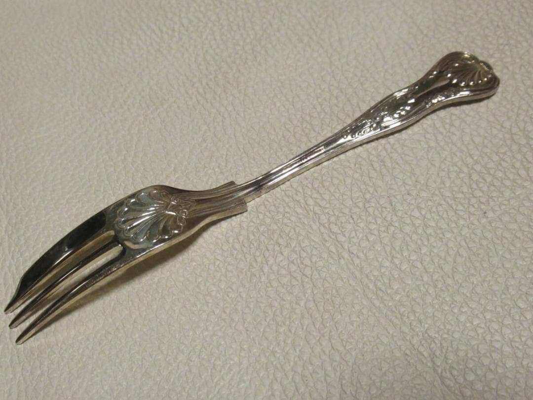 共箱付 1995年製◆マッピン＆ウェッブ ケーキフォーク 銀プレート 6本セット