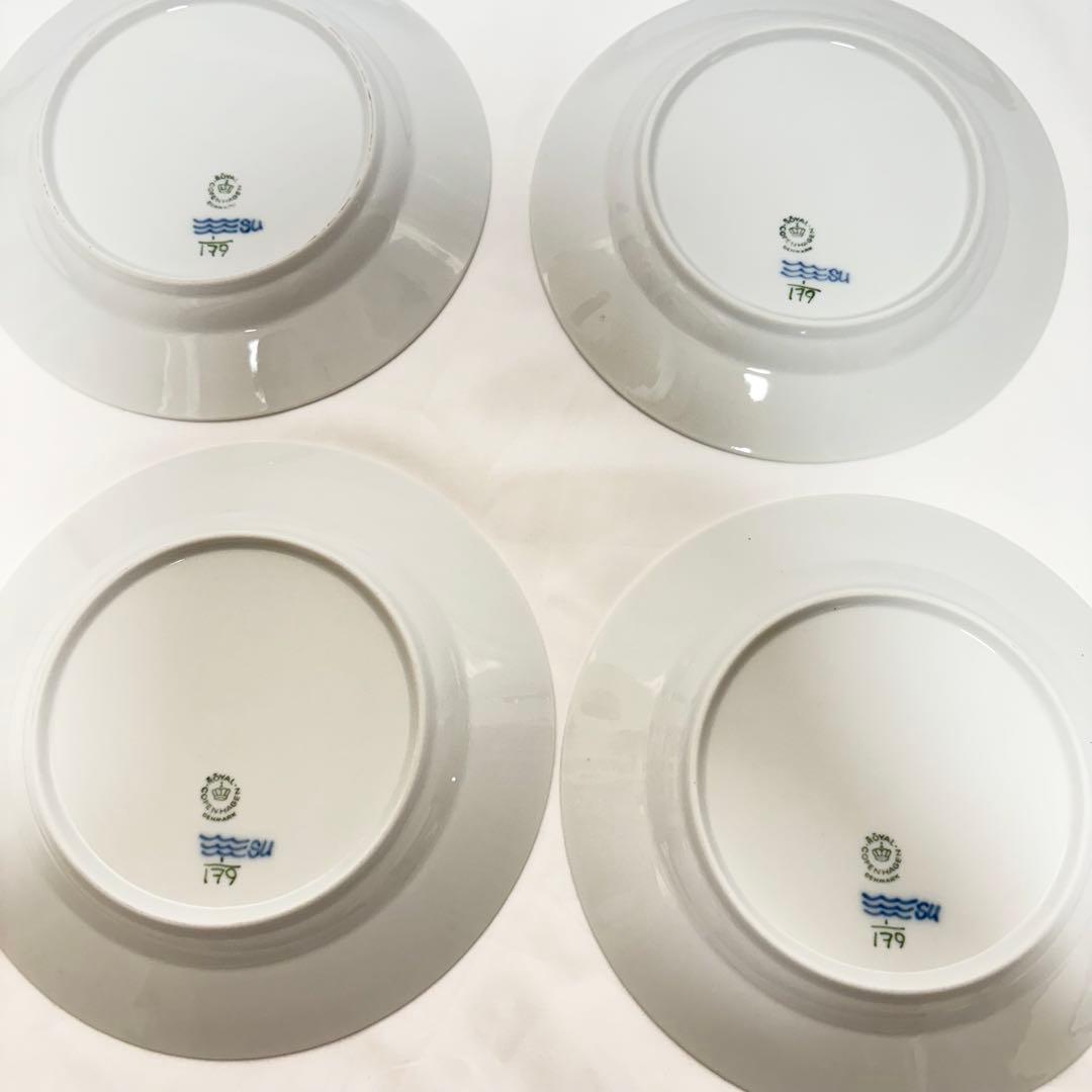 未使用 ロイヤルコペンハーゲン ブルーフルーテッド プレート4枚セット 19cm