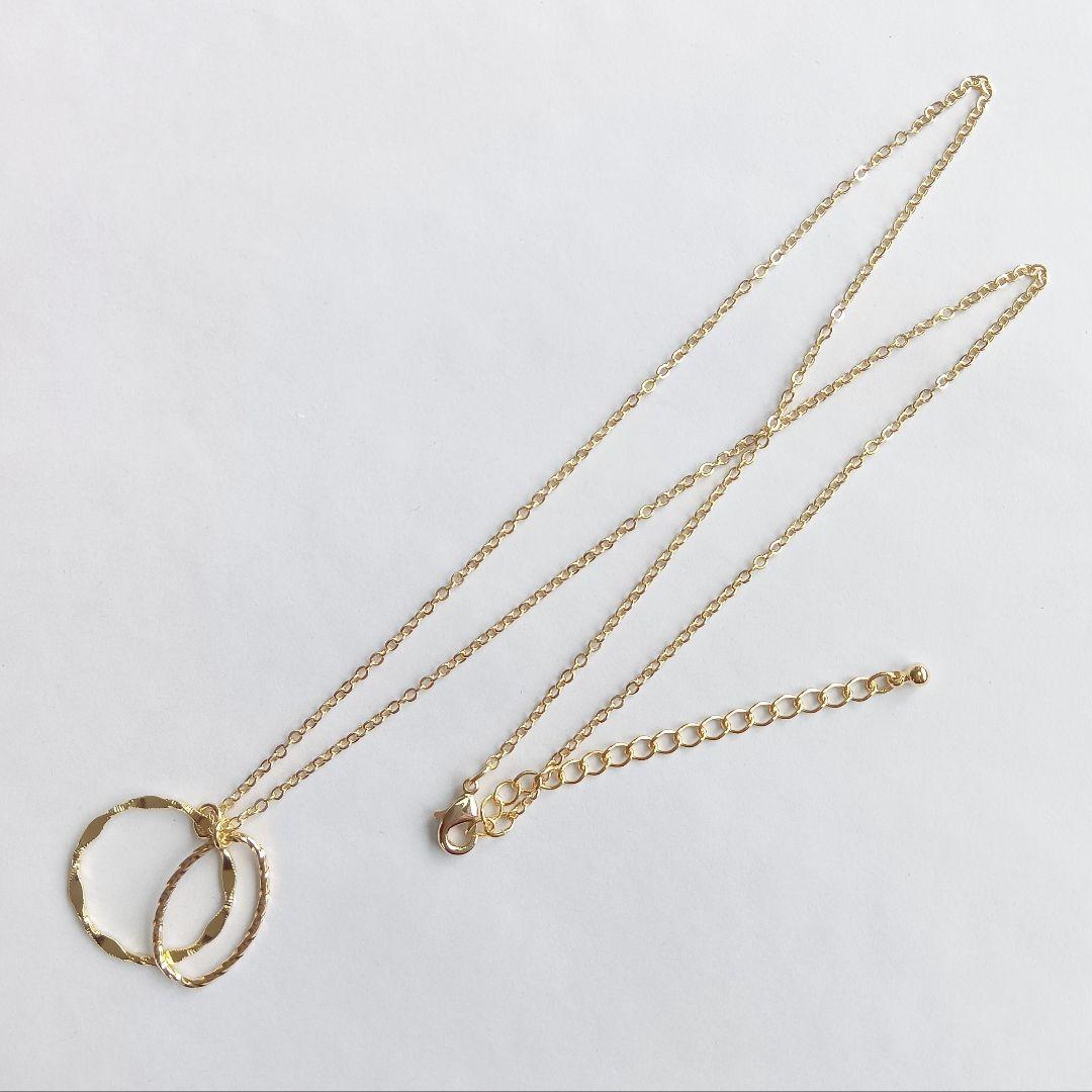 *デザインラウンドフープとオーバルフープのネックレス＊ハンドメイド