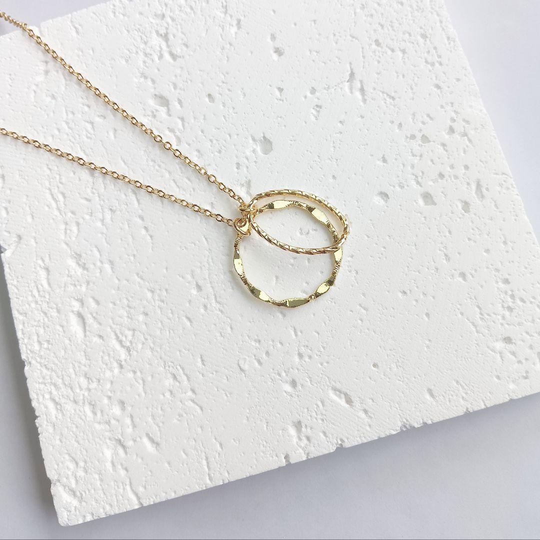 *デザインラウンドフープとオーバルフープのネックレス＊ハンドメイド