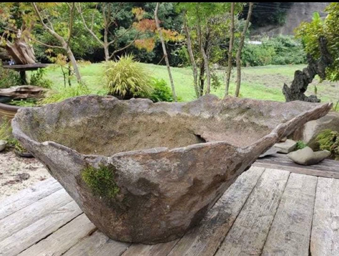 大きな自然石風水鉢　オリジナルメダカ鉢　80センチ　No.167