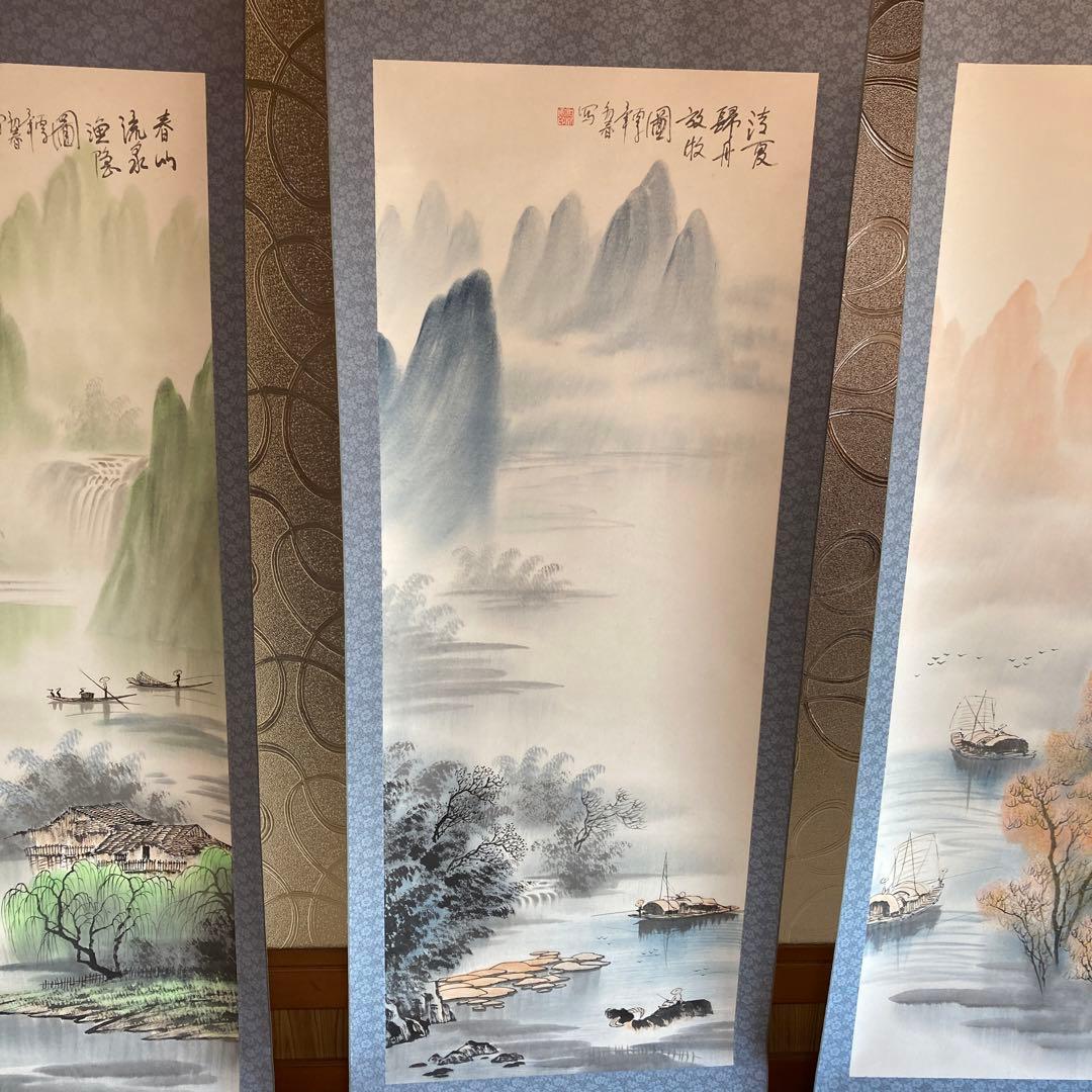 A2 掛軸　桂林四季　春夏秋冬　４本セット　【kurokunn】H