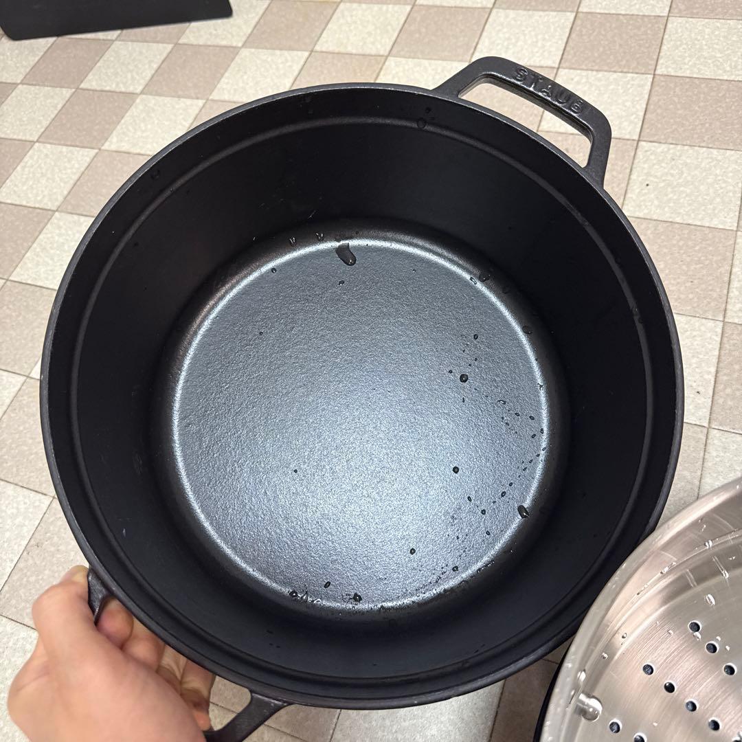 STAUB 両手鍋 24cm スチームトレイ付き