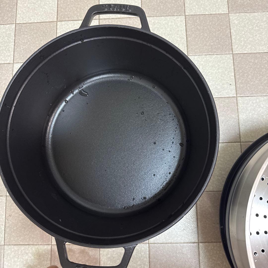 STAUB 両手鍋 24cm スチームトレイ付き