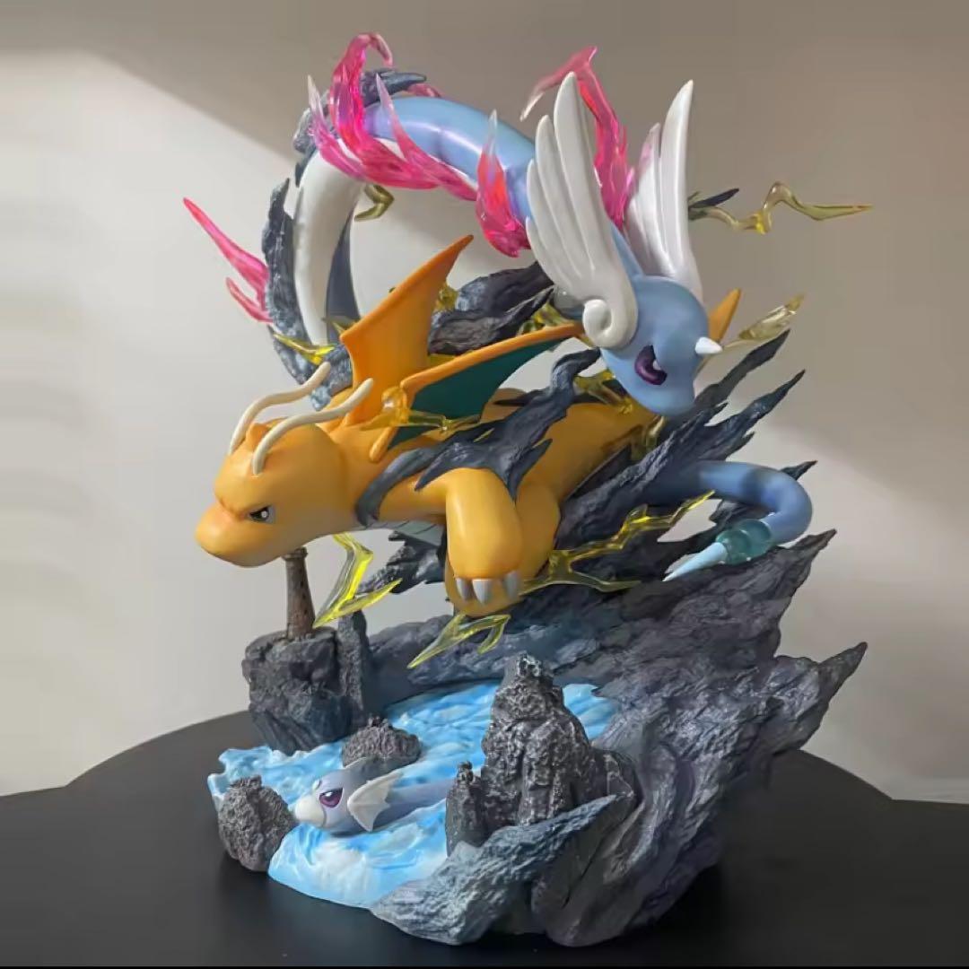 ポケモン カイリュー 三代進化系 ジオラマGK 発光装飾品モデル 約30cm