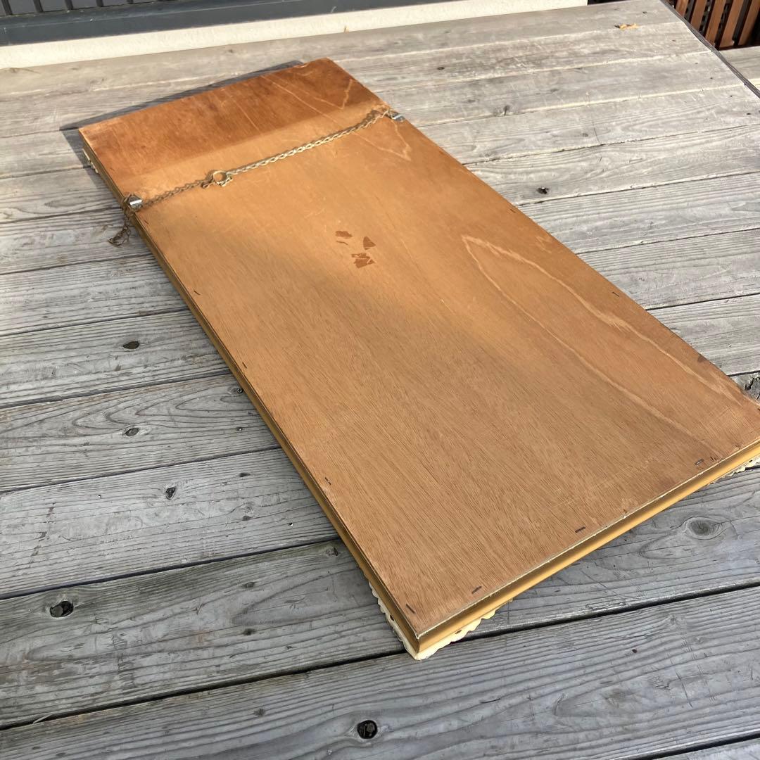 北欧レトロ 富士 花柄装飾 象嵌木製フレーム 大型ミラー 姿見 壁掛けミラー