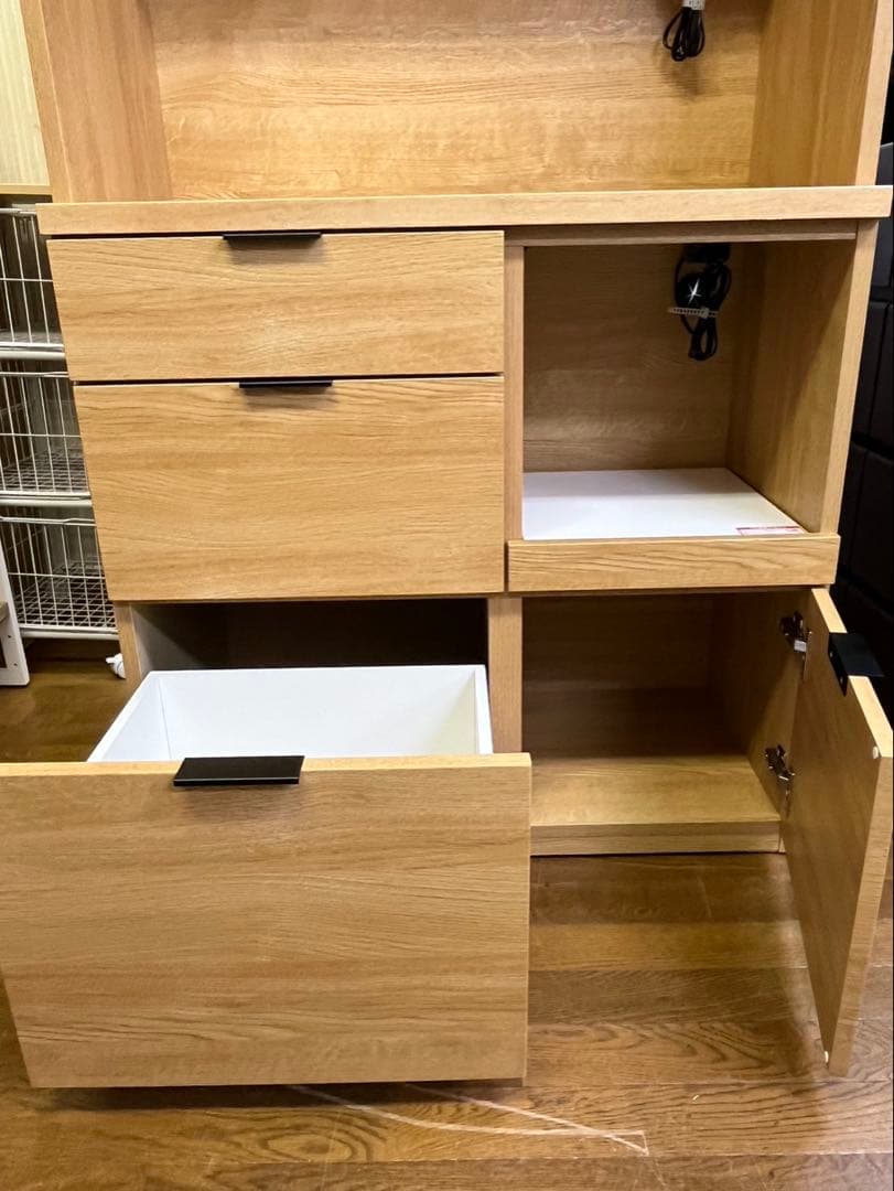 ニトリ キッチンボード エトナ ETONA-90KB-LBR2 木製 食器棚