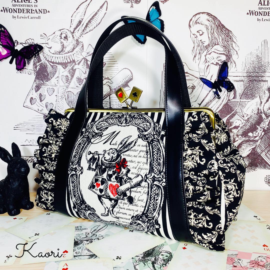 【値下げ】不思議の国のアリス*がま口トートバッグ❶