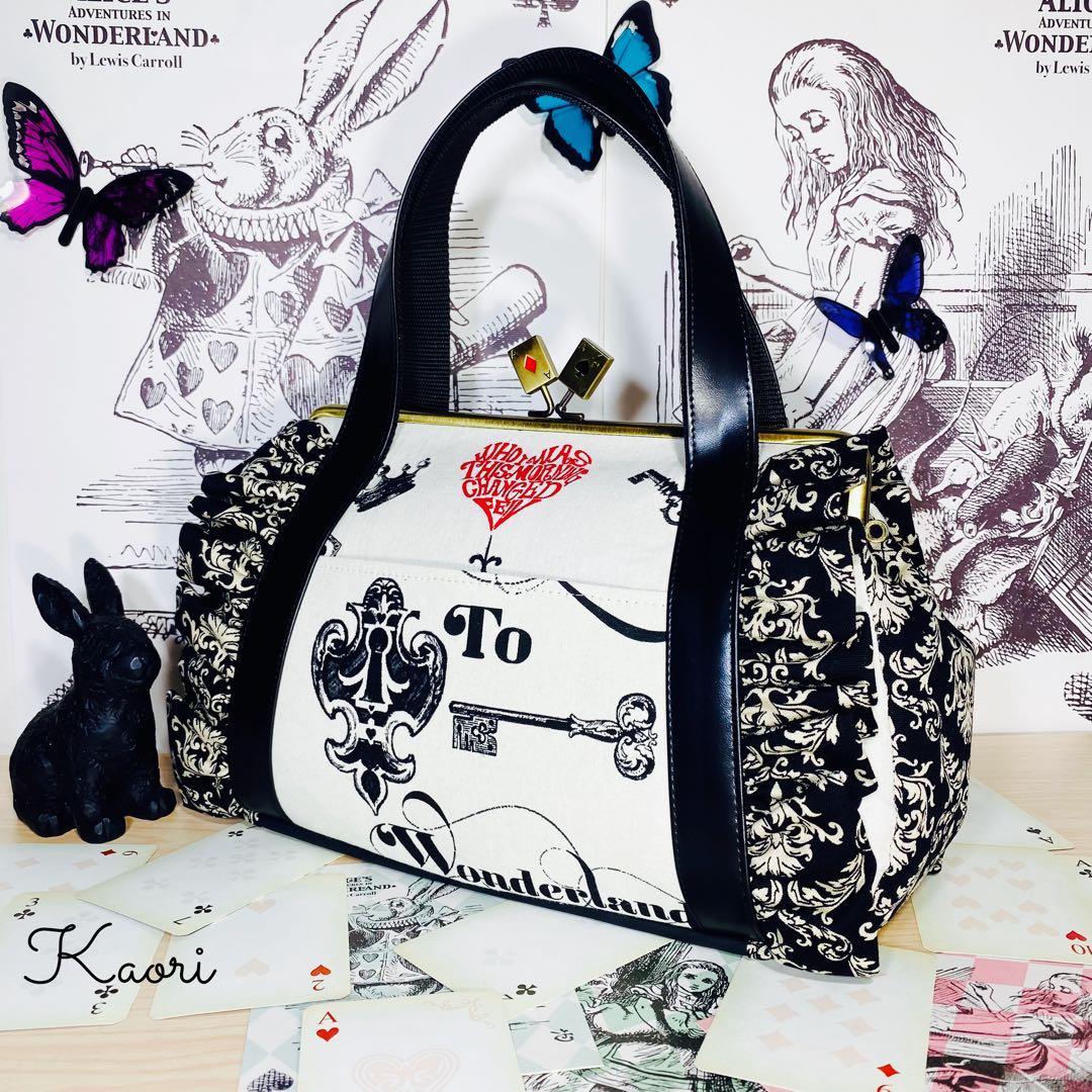 【値下げ】不思議の国のアリス*がま口トートバッグ❶