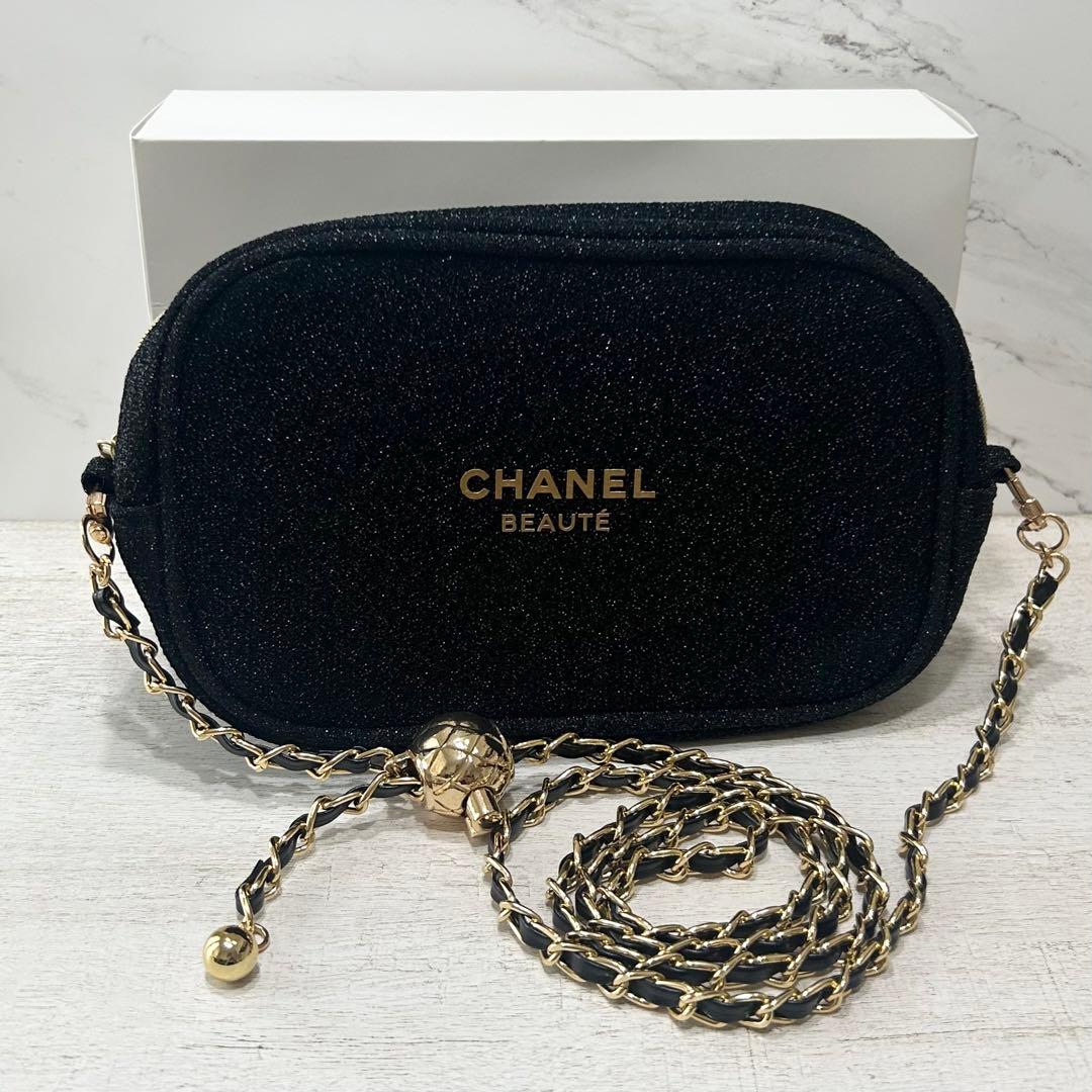 CHANEL】ノベルティ ポーチ ゴールドチェーン付き ショルダーバッグ