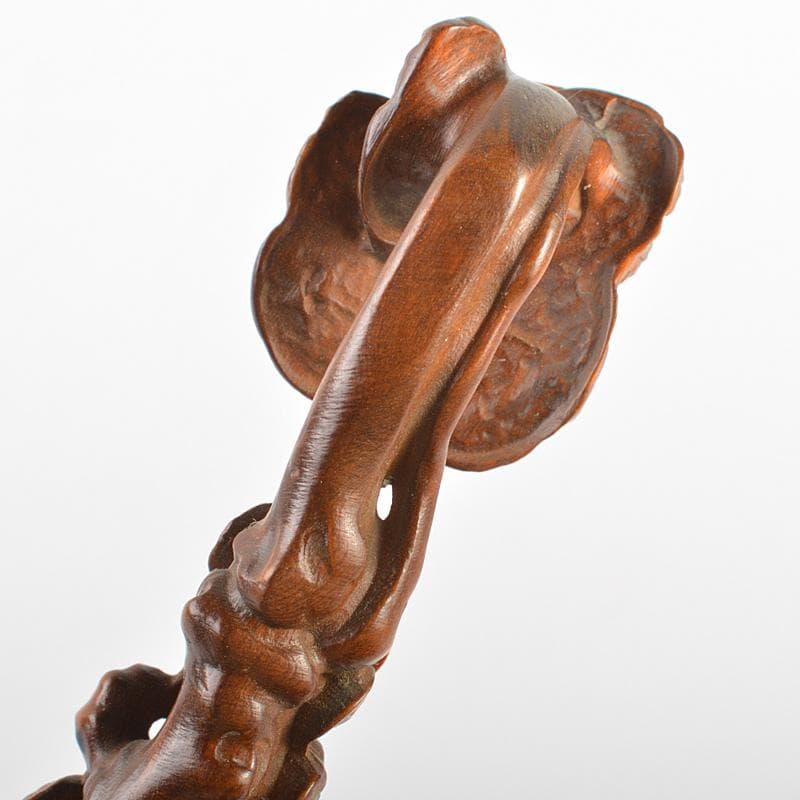 中国　唐木瘤木彫刻　霊芝刻　如意　筆置　C　7366E