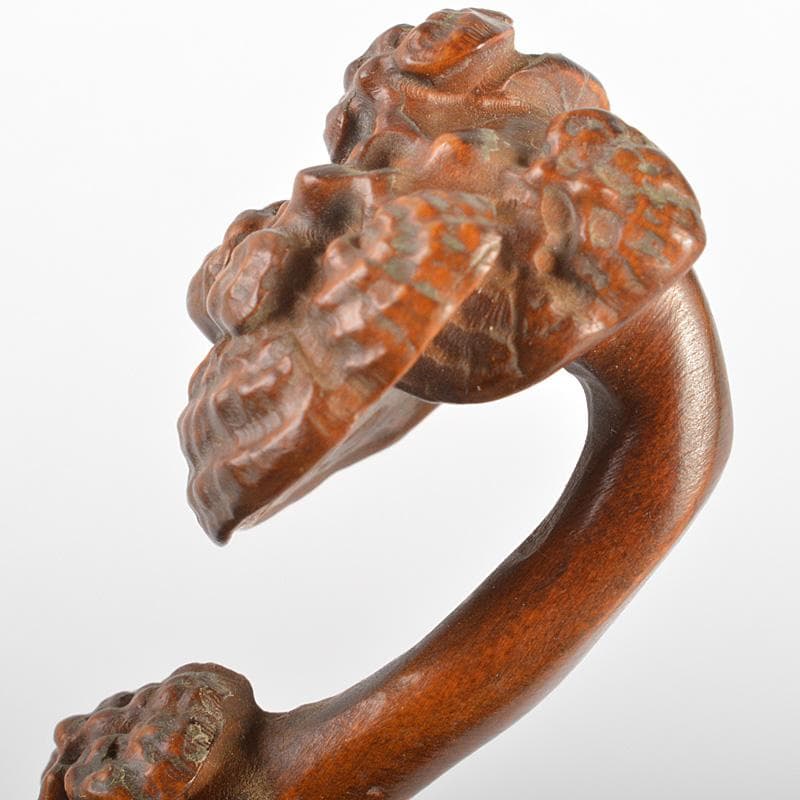 中国　唐木瘤木彫刻　霊芝刻　如意　筆置　C　7366E