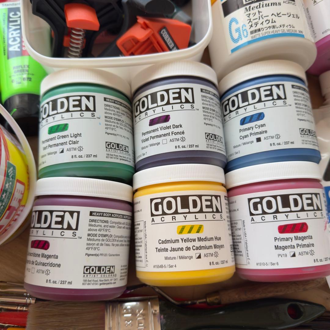 あ*み様 画材セット アクリル絵の具 ゴールデン、アムステルダム、画材