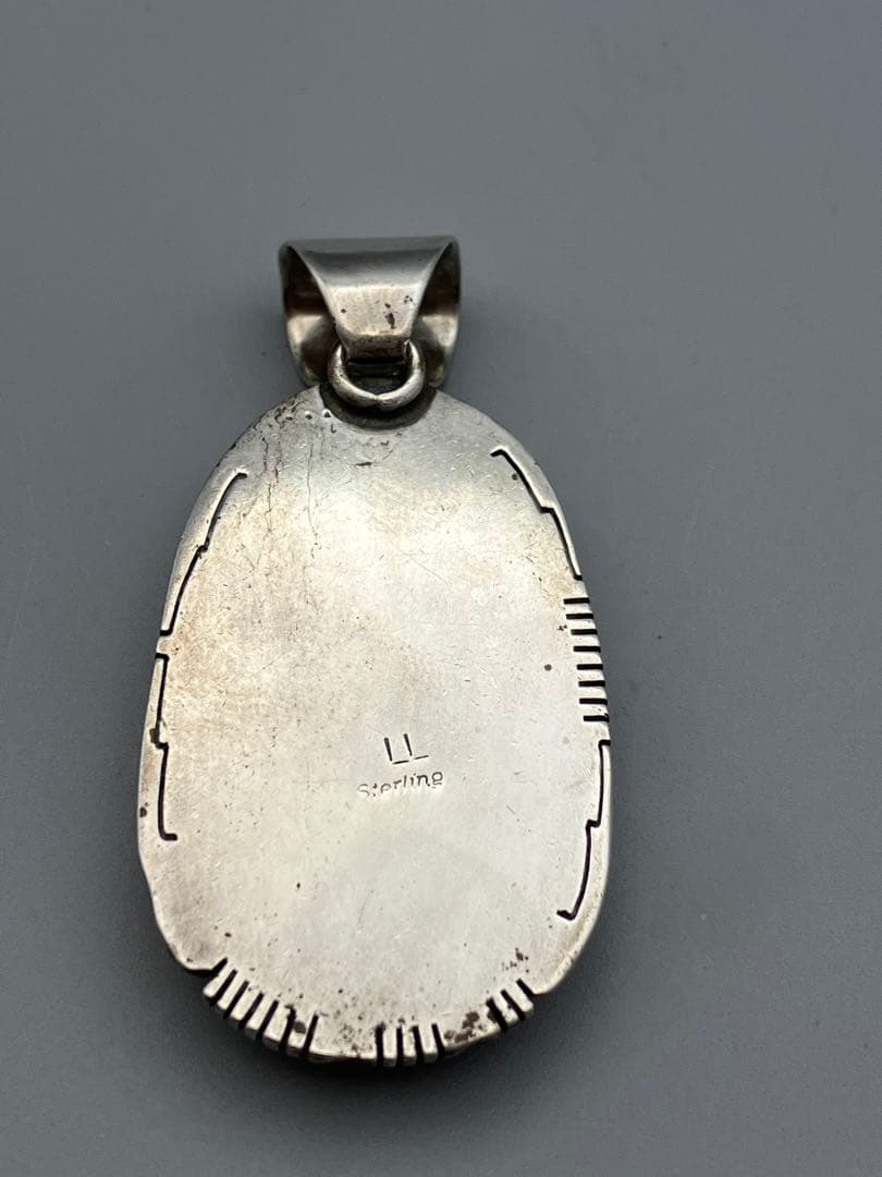 ターコイズ　925銀 LL作 ペンダント　ネックレストップ　5.7cm