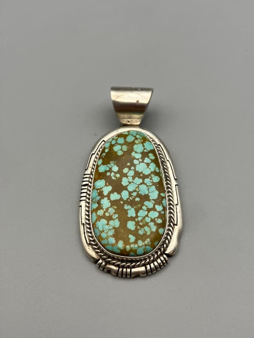 ターコイズ　925銀 LL作 ペンダント　ネックレストップ　5.7cm