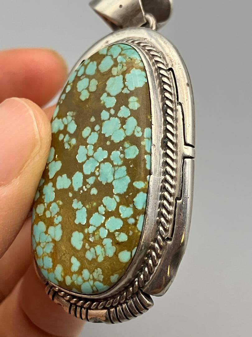 ターコイズ　925銀 LL作 ペンダント　ネックレストップ　5.7cm