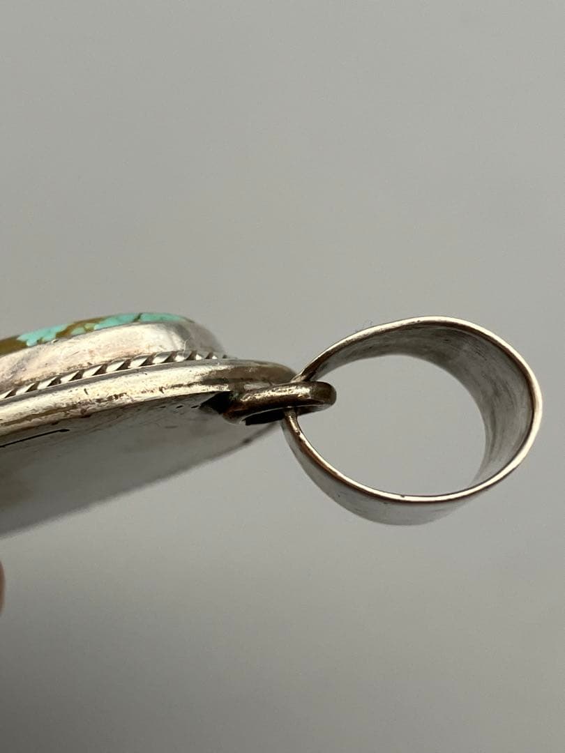 ターコイズ　925銀 LL作 ペンダント　ネックレストップ　5.7cm