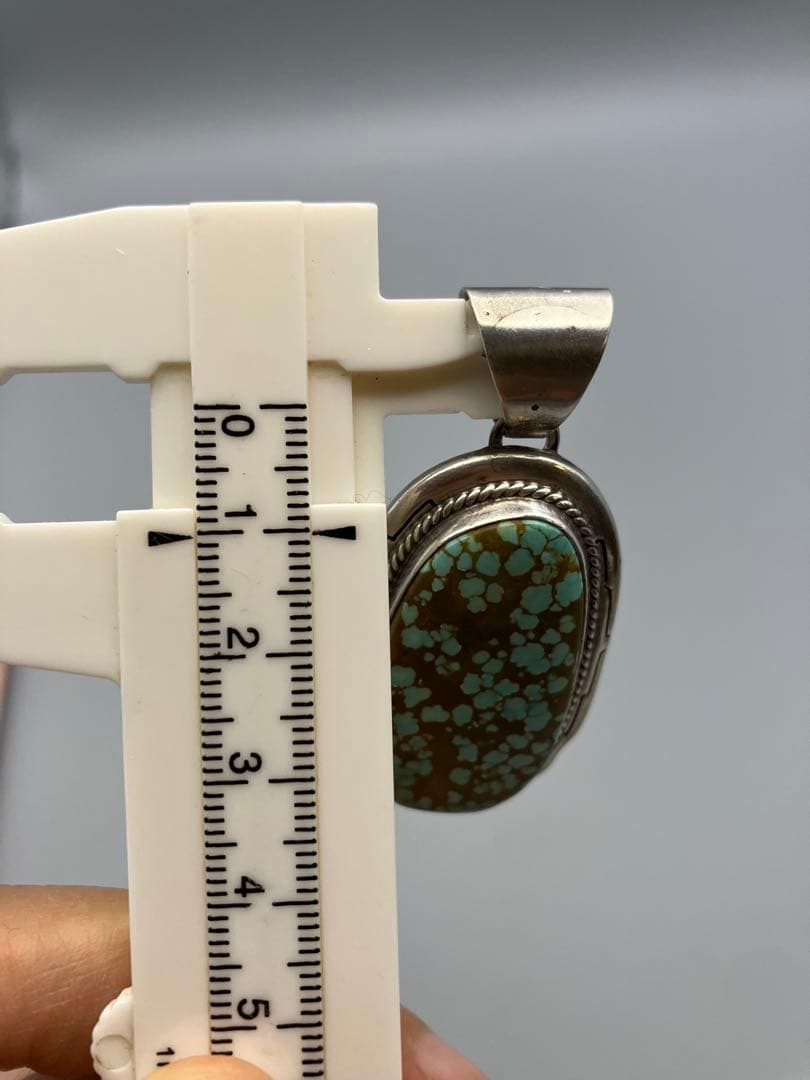 ターコイズ　925銀 LL作 ペンダント　ネックレストップ　5.7cm