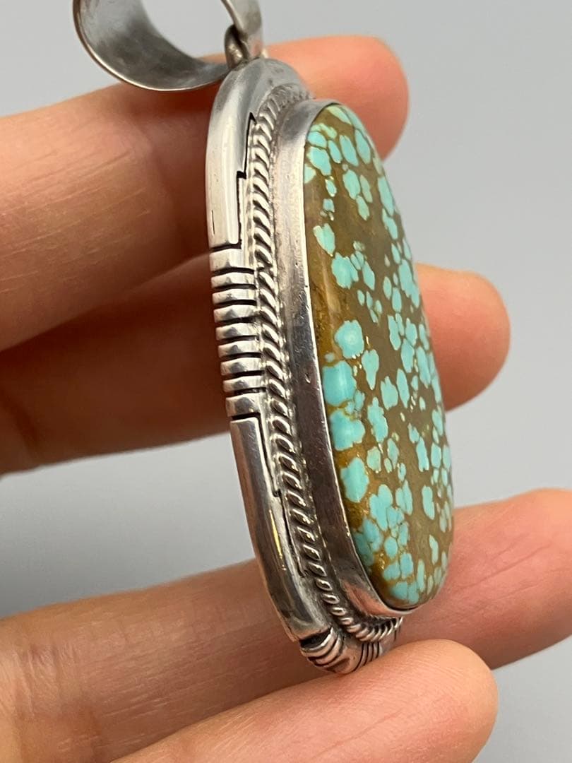 ターコイズ　925銀 LL作 ペンダント　ネックレストップ　5.7cm