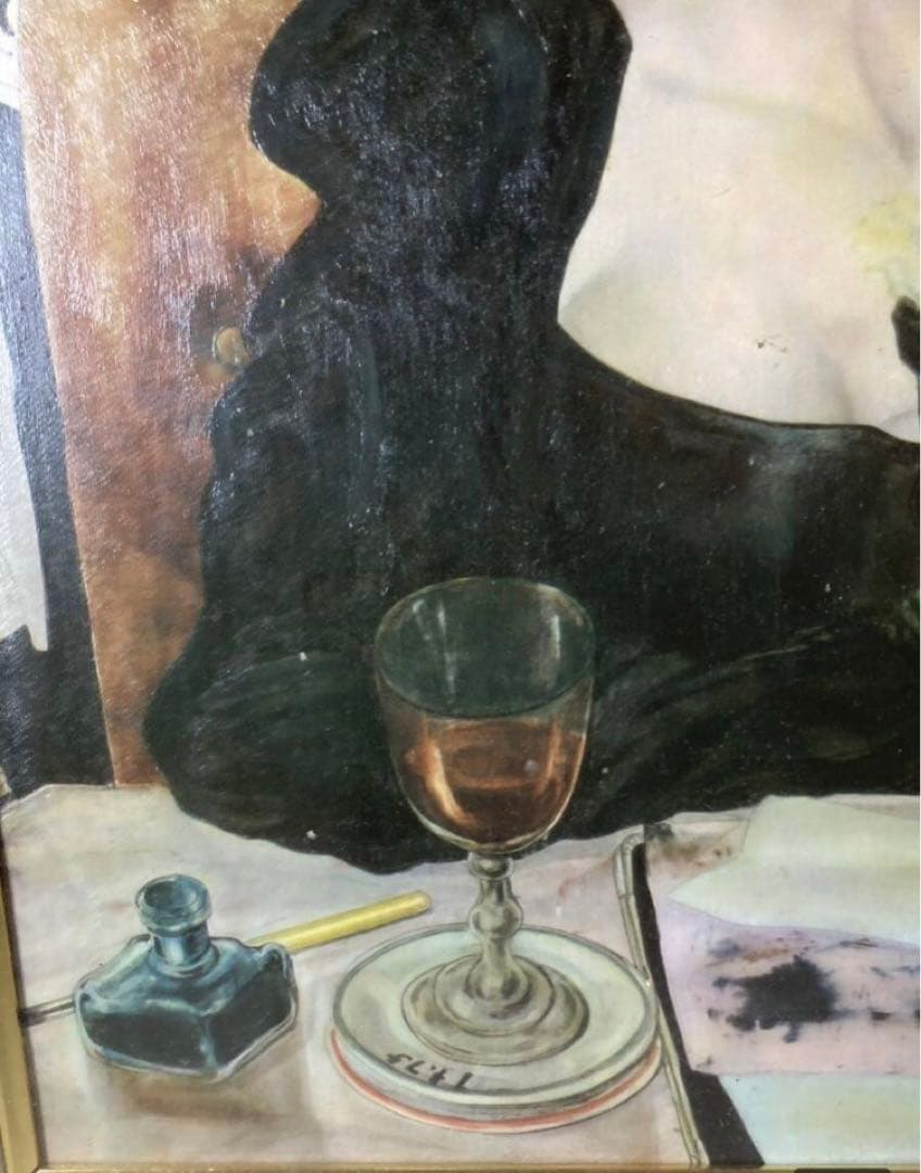 特大サイズ 藤田嗣治 カフェにて 豪華額装品 - メルカリ