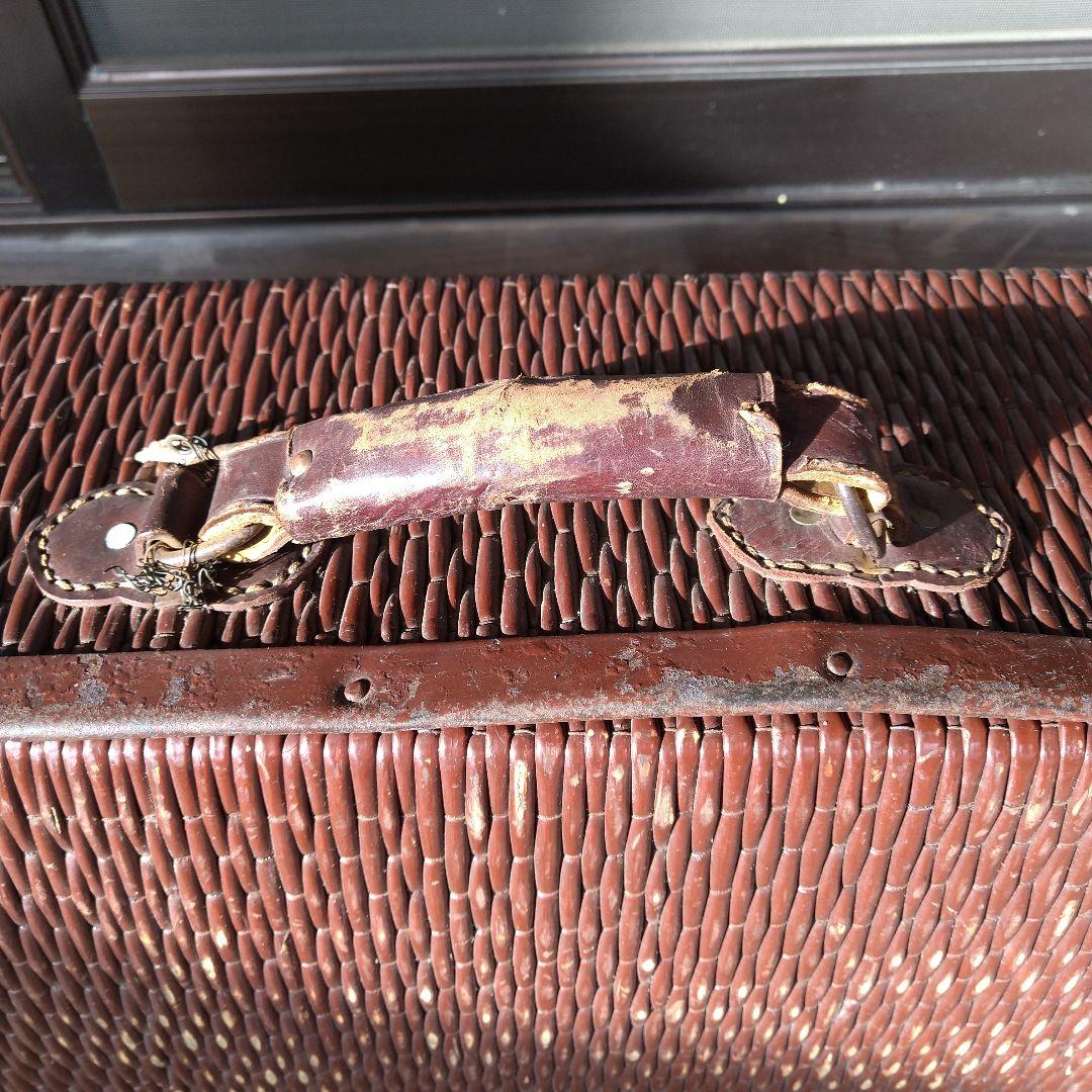 骨董品　昭和レトロ　手提柳行李　トランク　アンティーク　インテリア