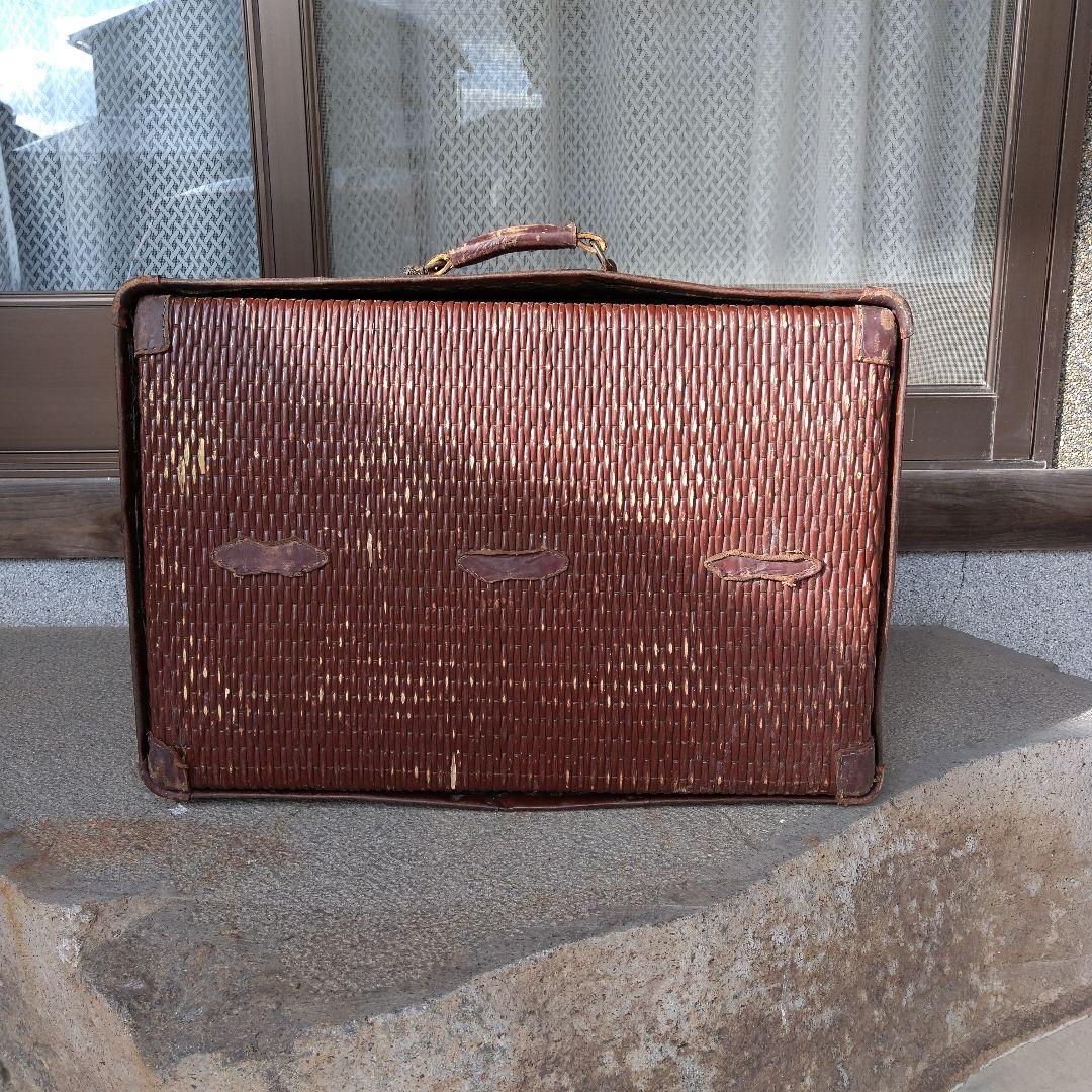骨董品　昭和レトロ　手提柳行李　トランク　アンティーク　インテリア