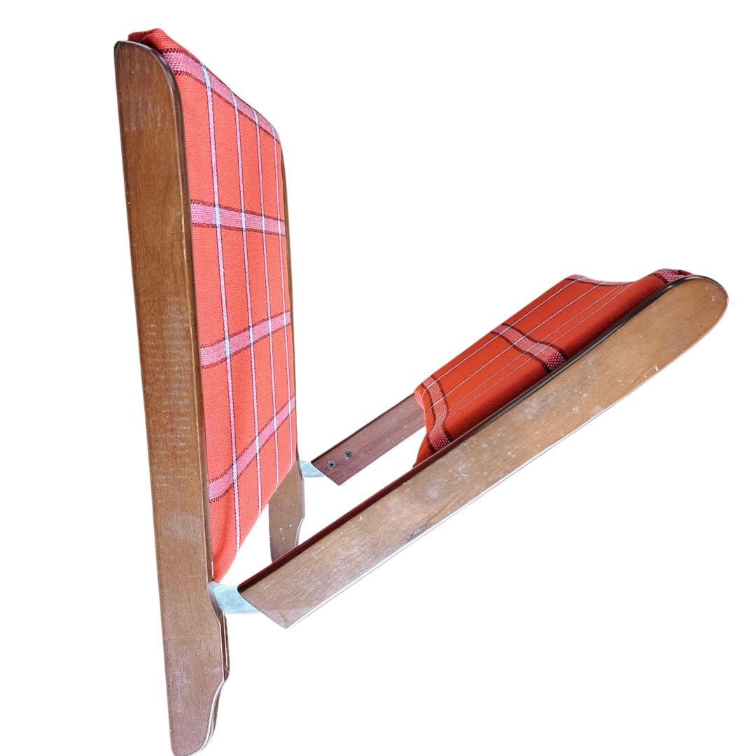 ①昭和レトロ 木製座椅子 2脚セット ヴィンテージ 和室 旅館 赤