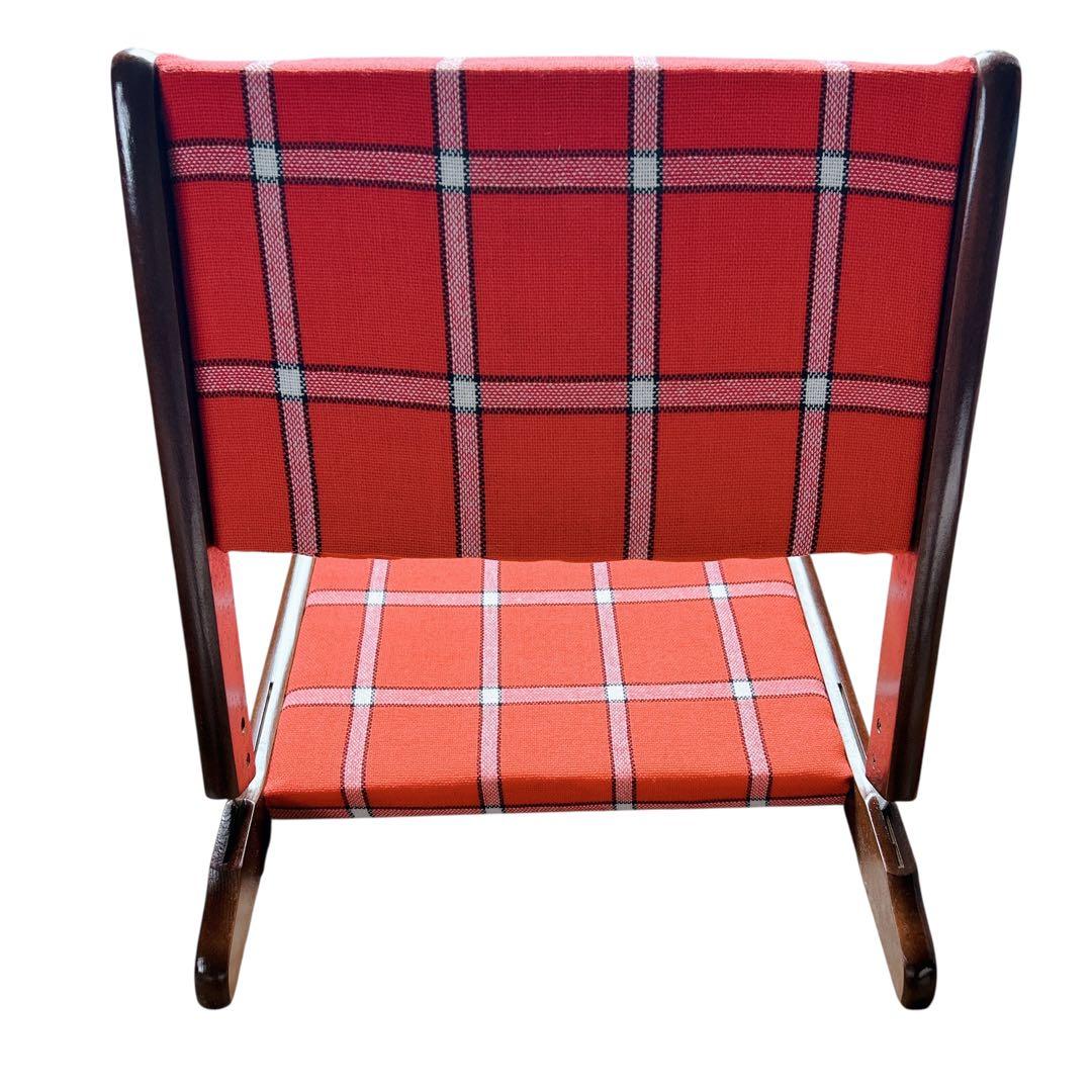 ①昭和レトロ 木製座椅子 2脚セット ヴィンテージ 和室 旅館 赤