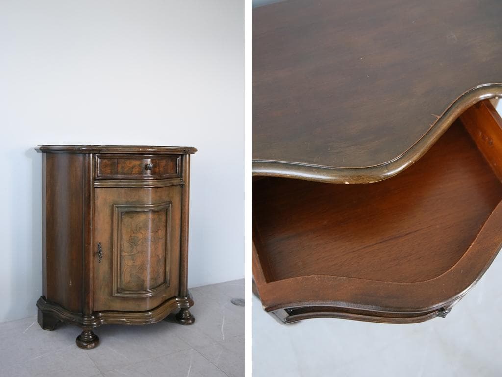 フランスアンティーク木製ホールテーブル机/サイドテーブル/飾り棚(90-90)